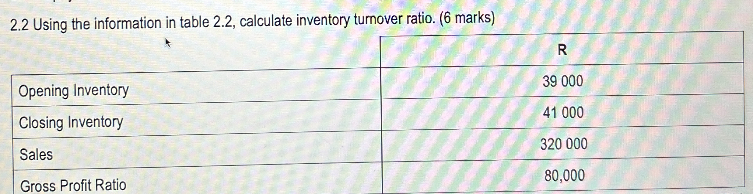 Solved 2.2 ﻿Using the information in table 2.2, ﻿calculate