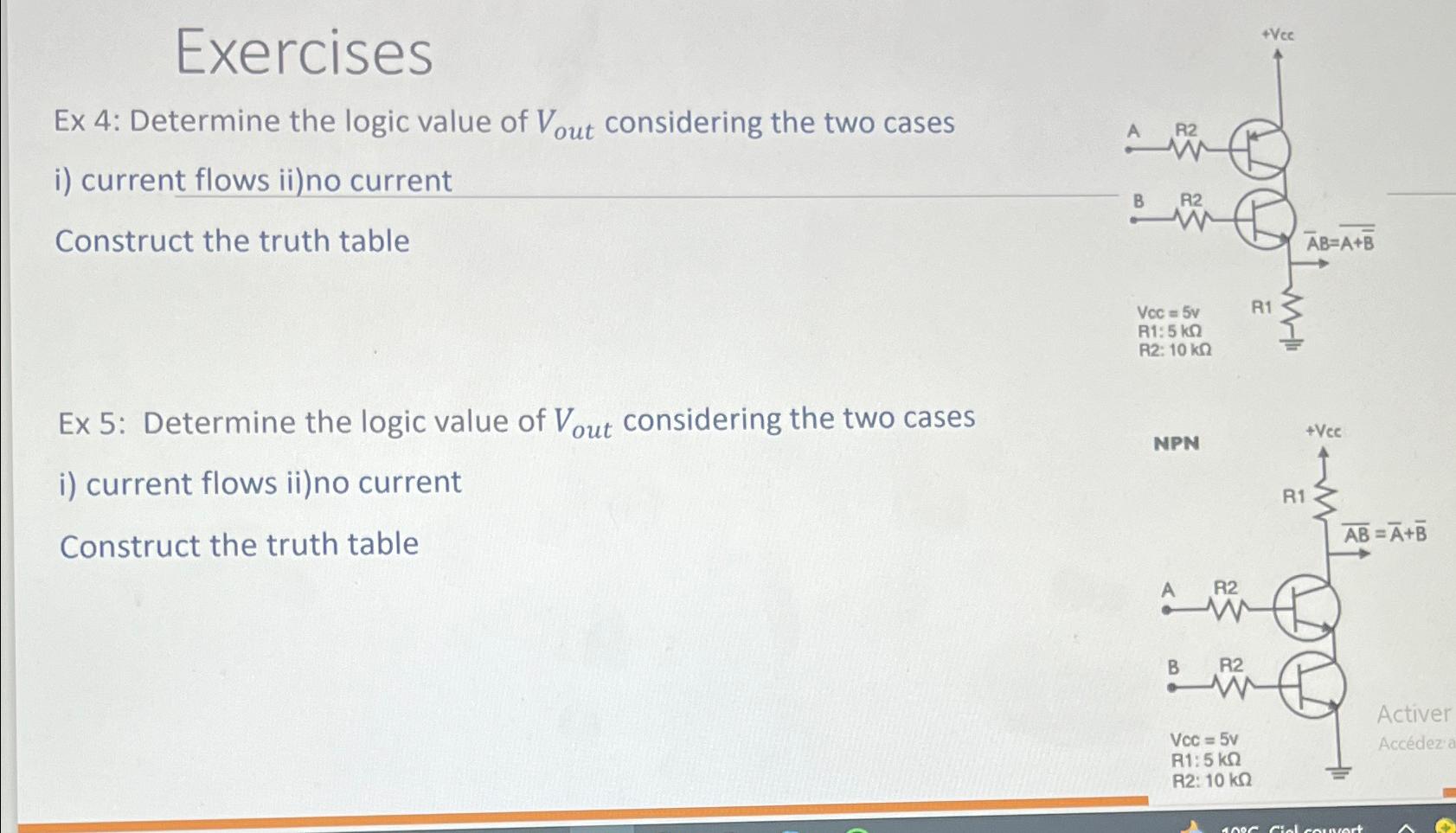 ExercisesEx 4: Determine the logic value of Vout | Chegg.com