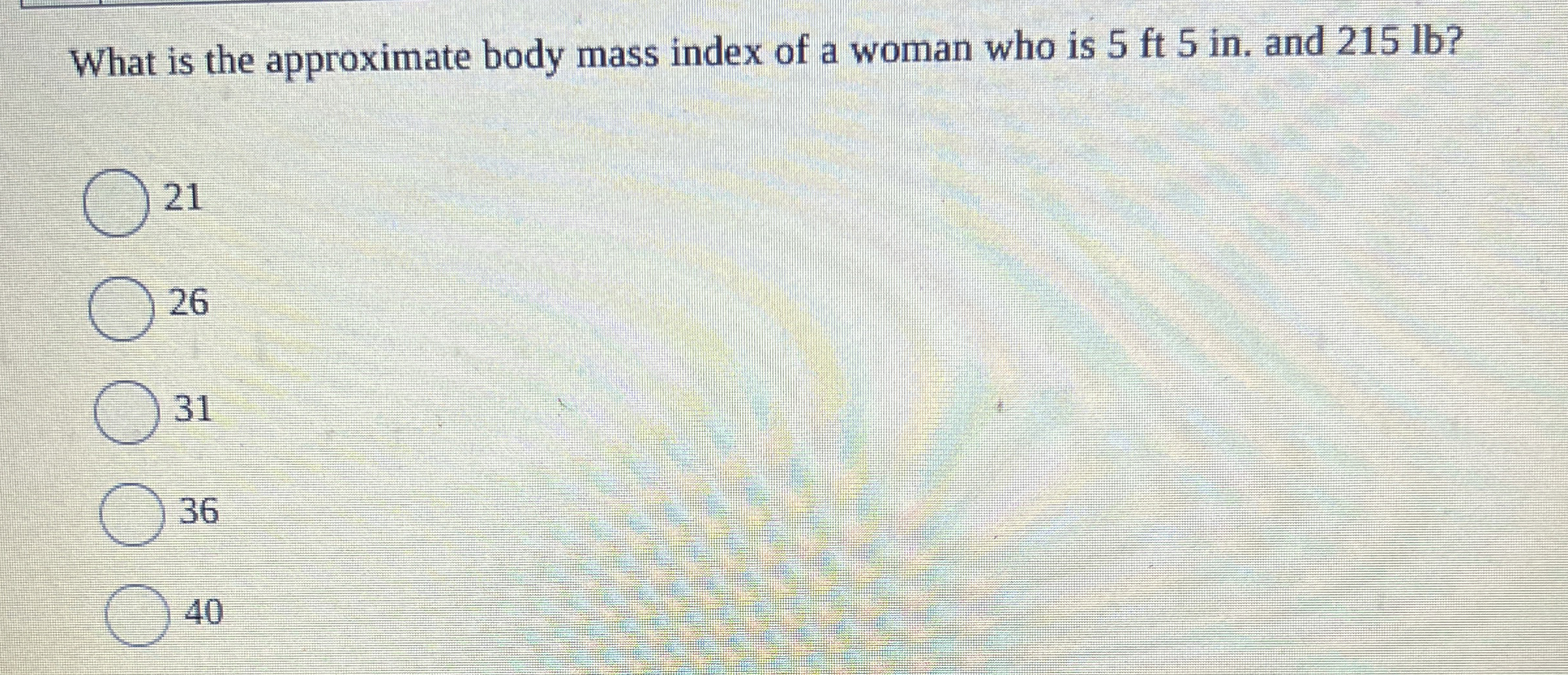 Solved What is the approximate body mass index of a woman