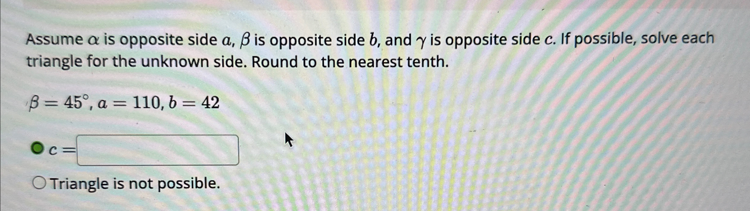 Solved Assume α ﻿is Opposite Side A,β ﻿is Opposite Side B, | Chegg.com