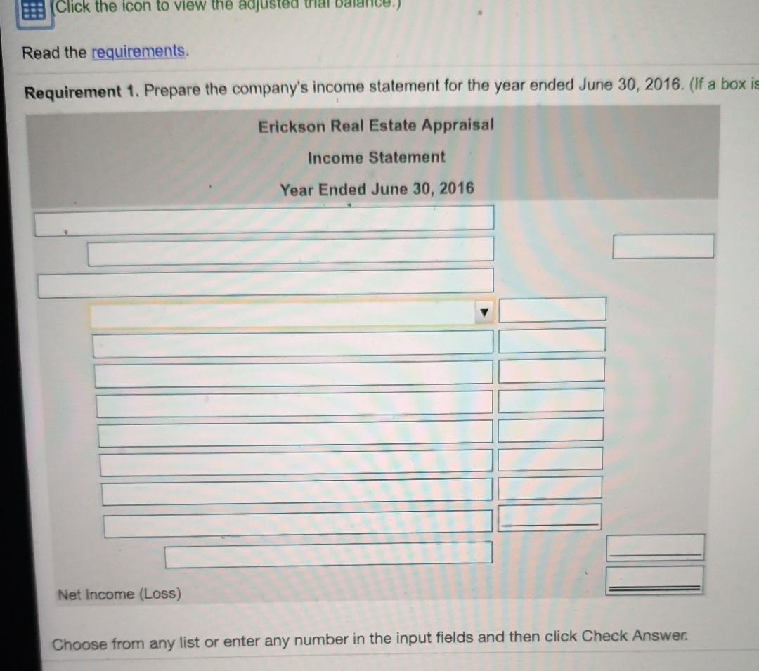 Solved Erickson Real Estate Appraisal Adjusted Trial Balance