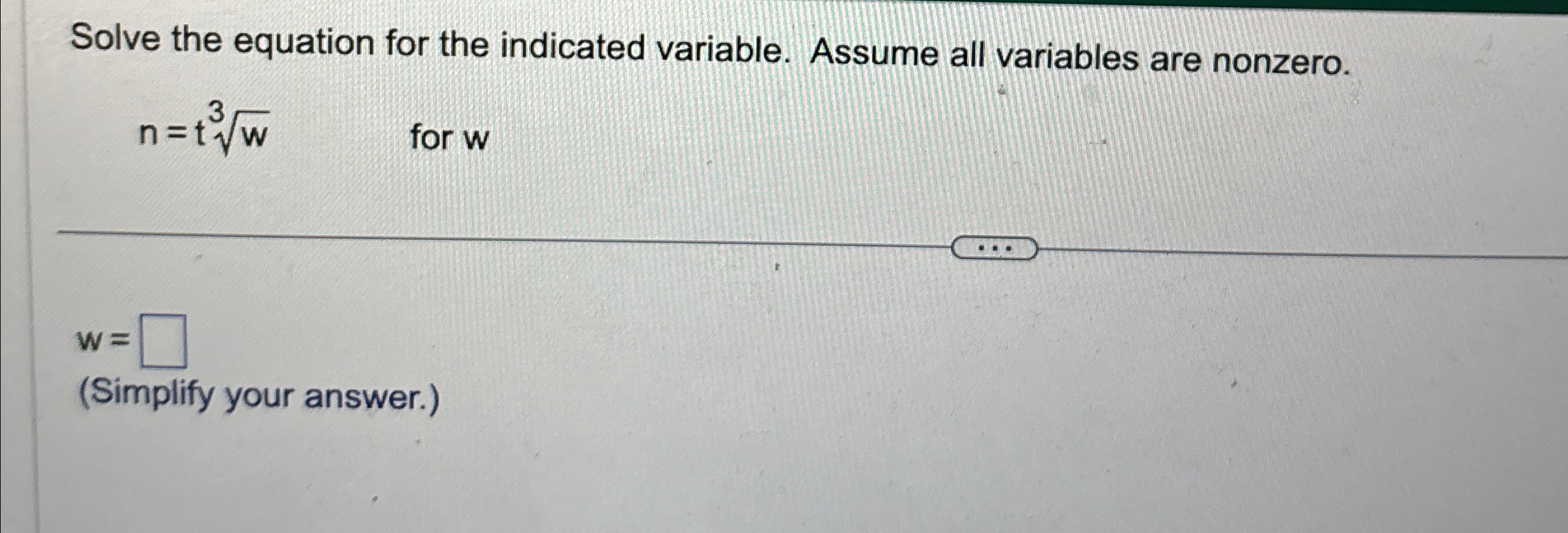 Solved Solve the equation for the indicated variable. Assume | Chegg.com