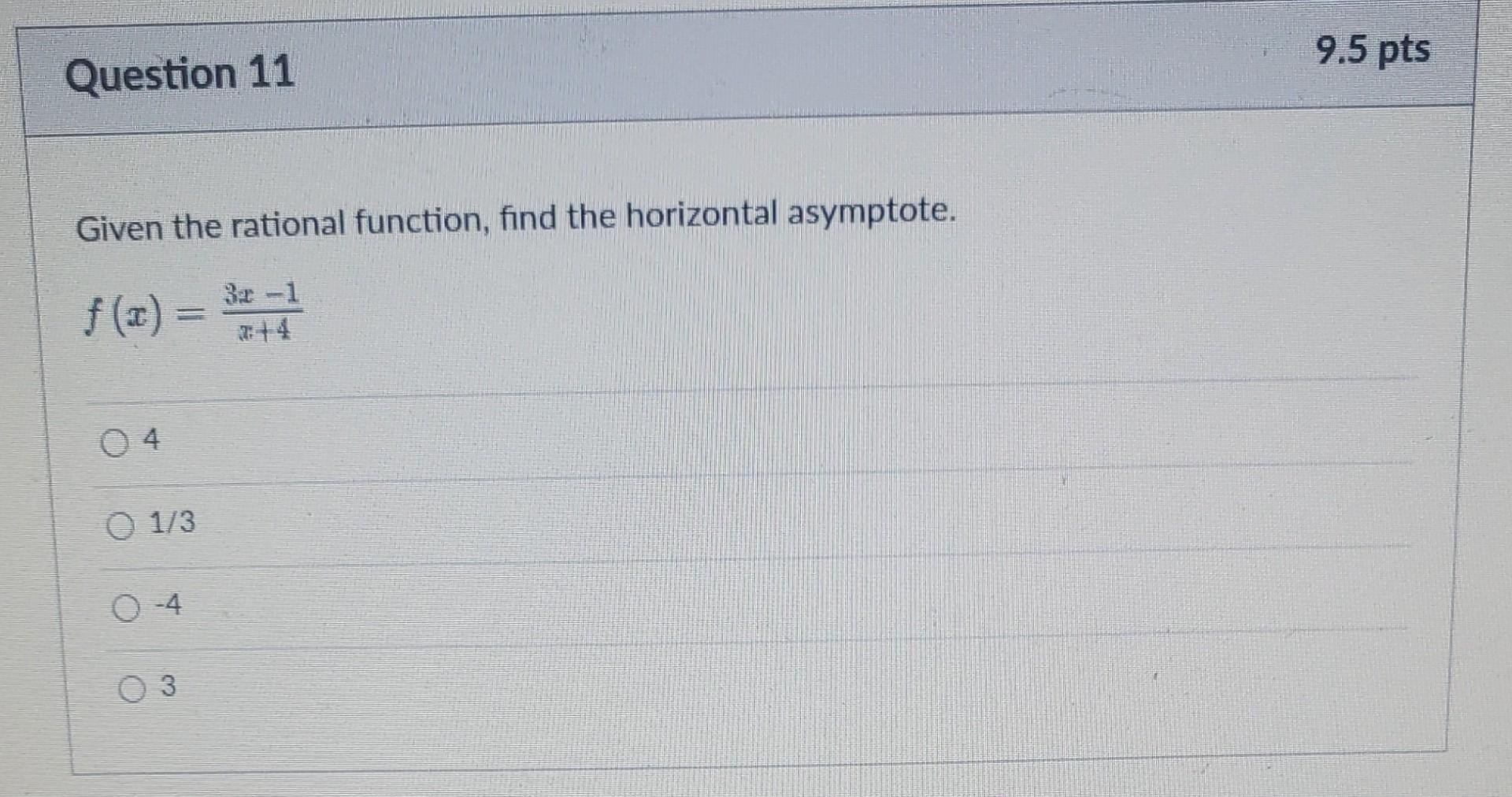 Solved Given the rational function, find the horizontal | Chegg.com