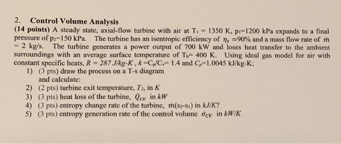 Solved 2. Control Volume Analysis (14 points) A steady | Chegg.com
