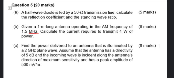 Solved Question 5 (20 marks) (a) A half-wave dipole is fed | Chegg.com