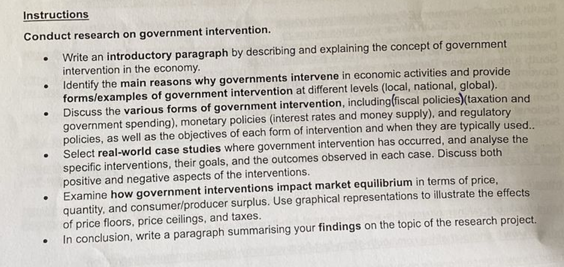 Solved Conduct research on government intervention.Write an | Chegg.com