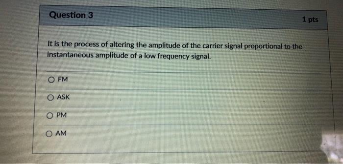 Solved Question 1 1 pts A classification of modulation index | Chegg.com