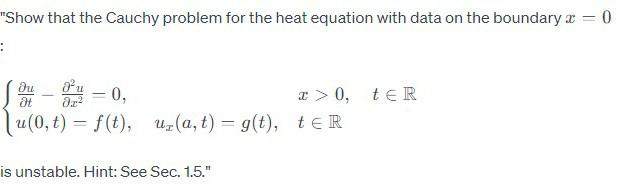 Solved "Show that the Cauchy problem for the heat equation | Chegg.com