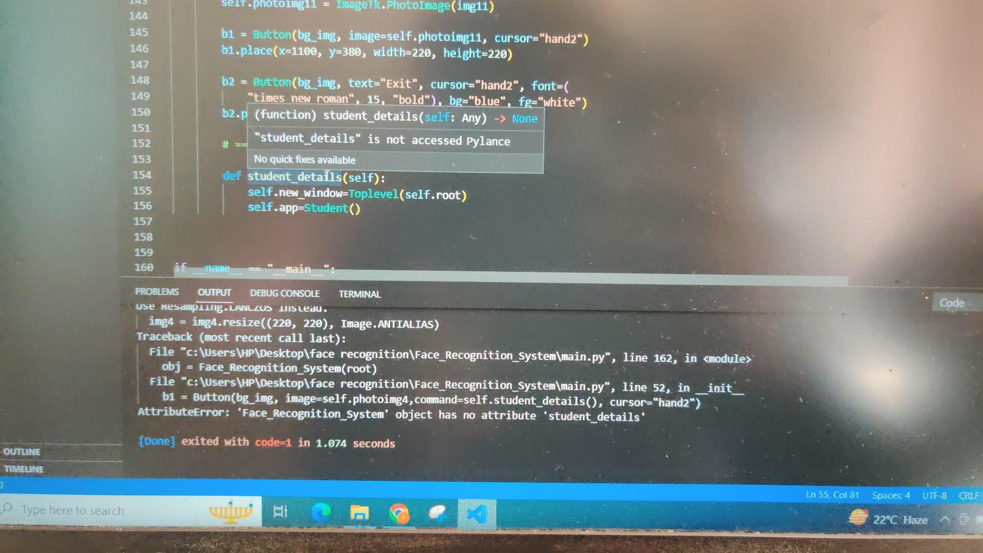 Solved python is not accepting the function student_details | Chegg.com