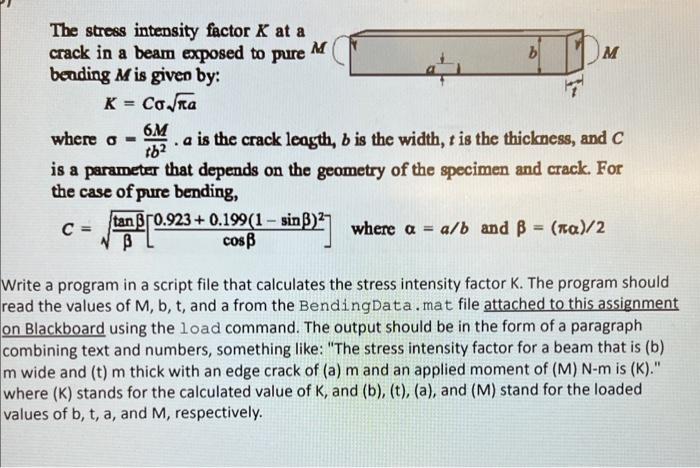 Solved The stress intensity factor K at a crack in a beam | Chegg.com