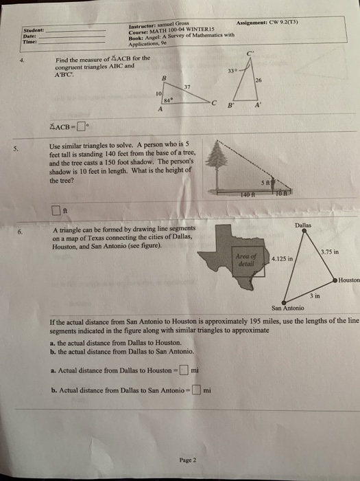 Solved Assignment: CW 9.2(T3) Student Date: Time! | Chegg.com