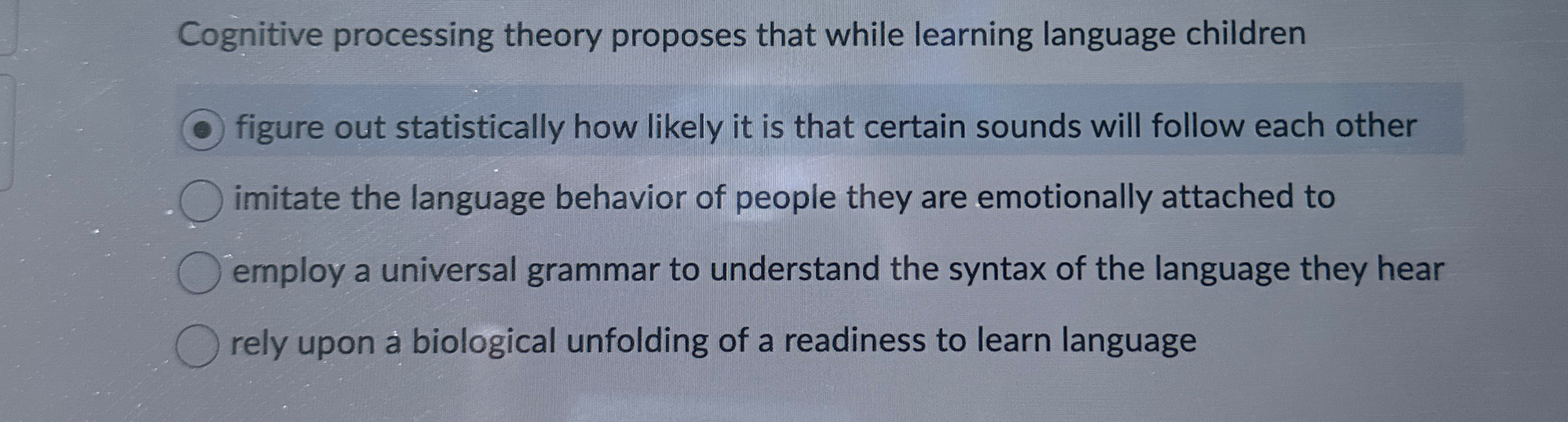 Solved Cognitive processing theory proposes that while | Chegg.com