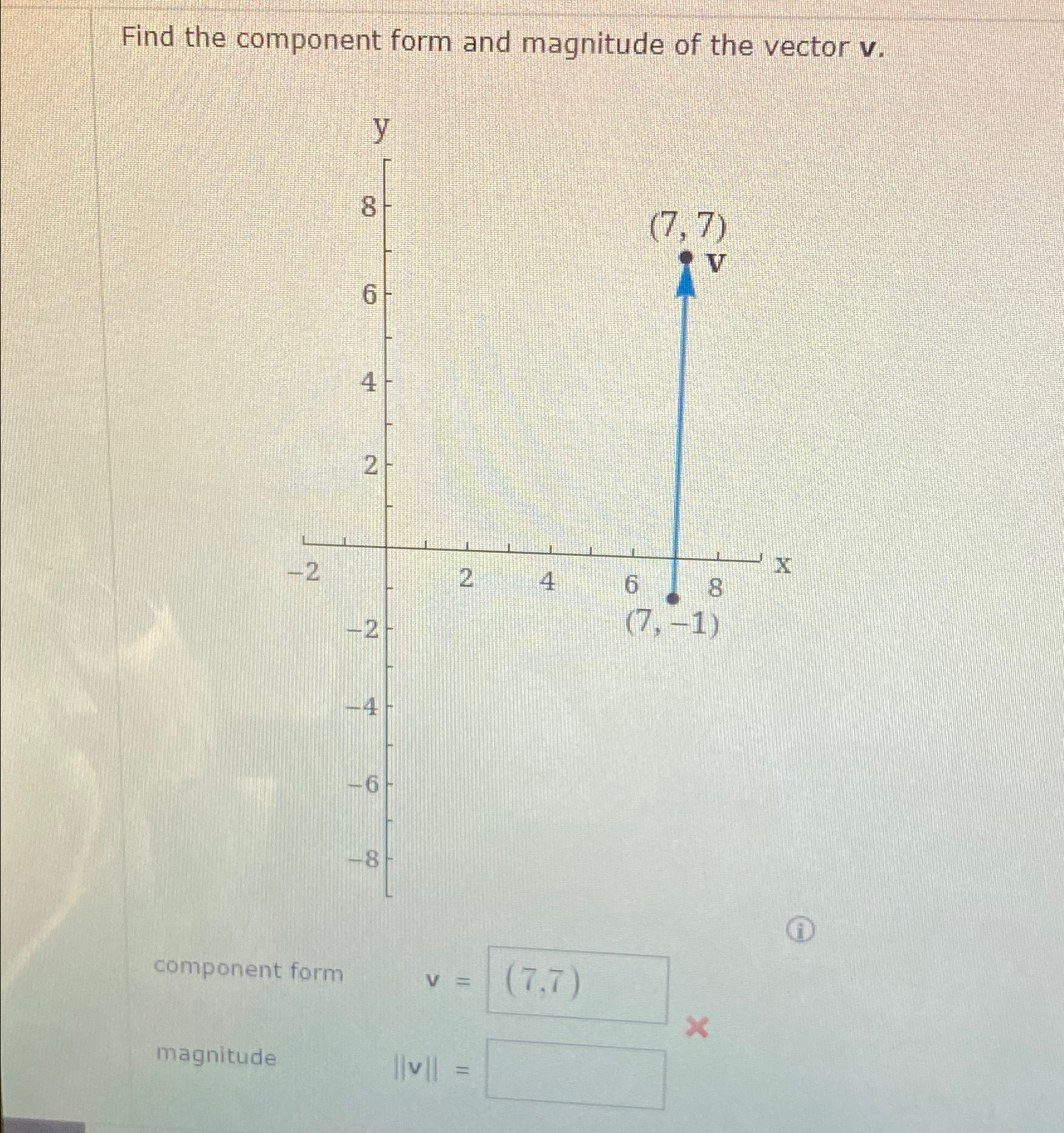 Solved Find the component form and magnitude of the vector | Chegg.com