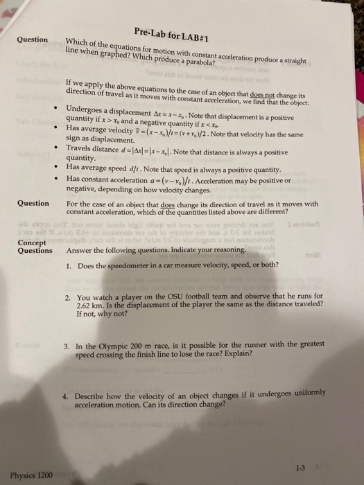 Solved Pre Lab For Lab 1 Question Which Of The Equations Chegg Com