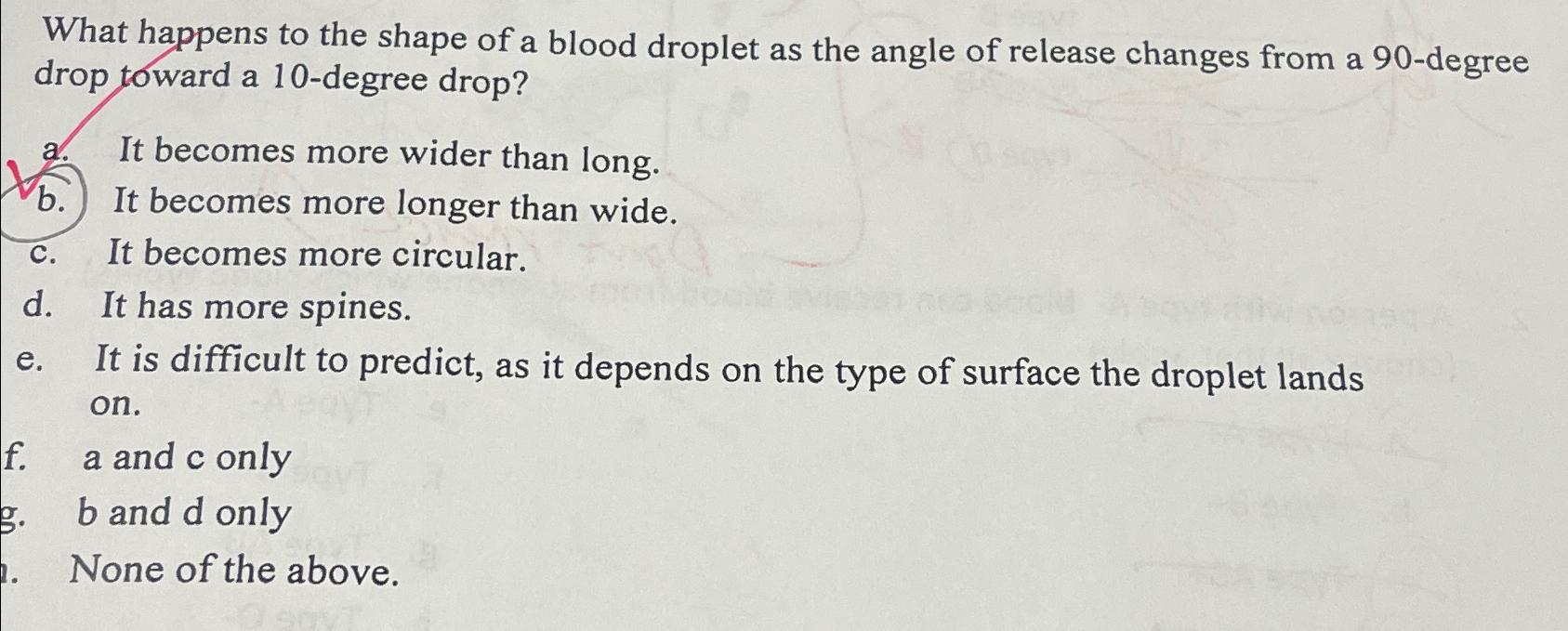 Solved What happens to the shape of a blood droplet as the