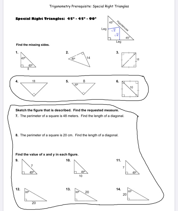 Solved 1 Of 4 Trigonometry Prerequisite Special Right Chegg Com