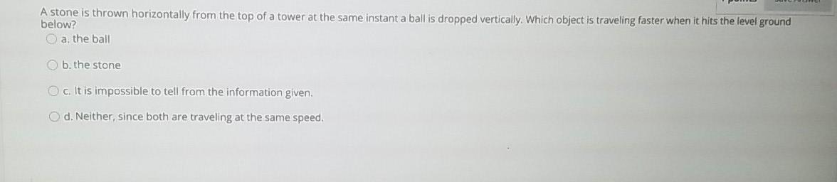 Solved A stone is thrown horizontally from the top of a | Chegg.com