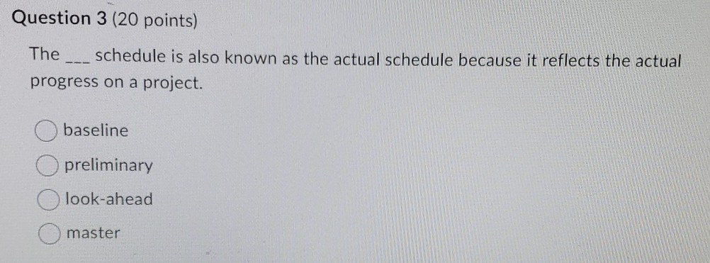 Solved Question 3 (20 Points) The Schedule Is Also Known As | Chegg.com