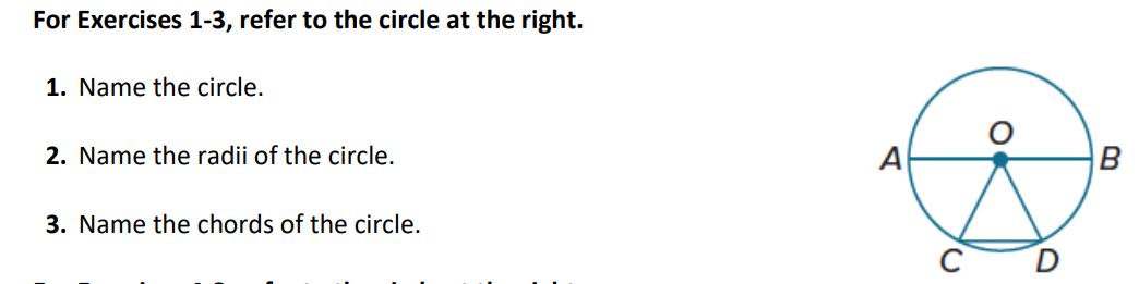 Solved For Exercises 1-3, ﻿refer to the circle at the | Chegg.com
