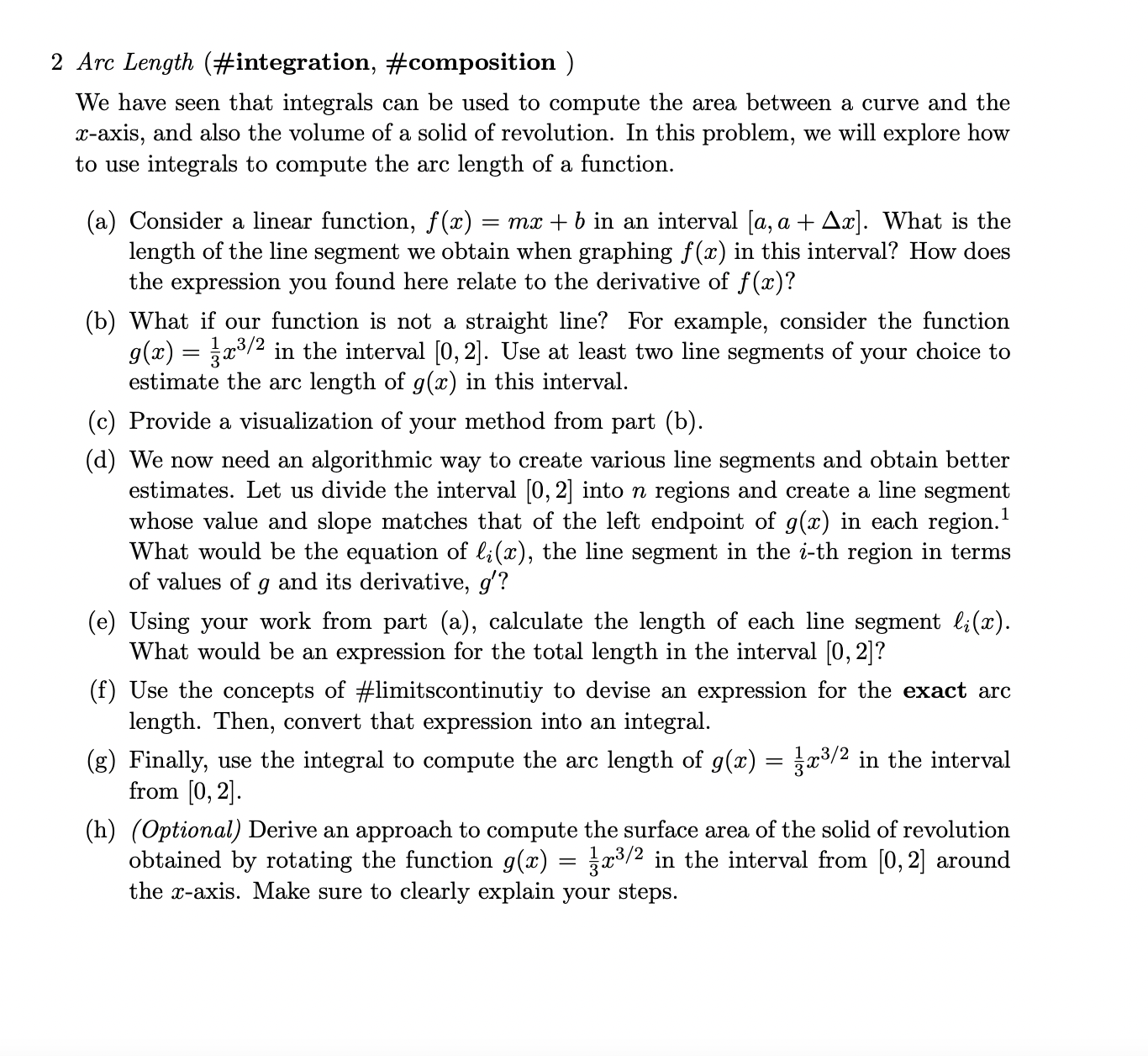 Solved 2 Arc Length (#integration, #composition )We have | Chegg.com