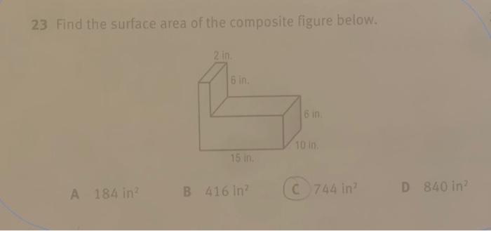 Solved 23 Find the surface area of the composite figure | Chegg.com