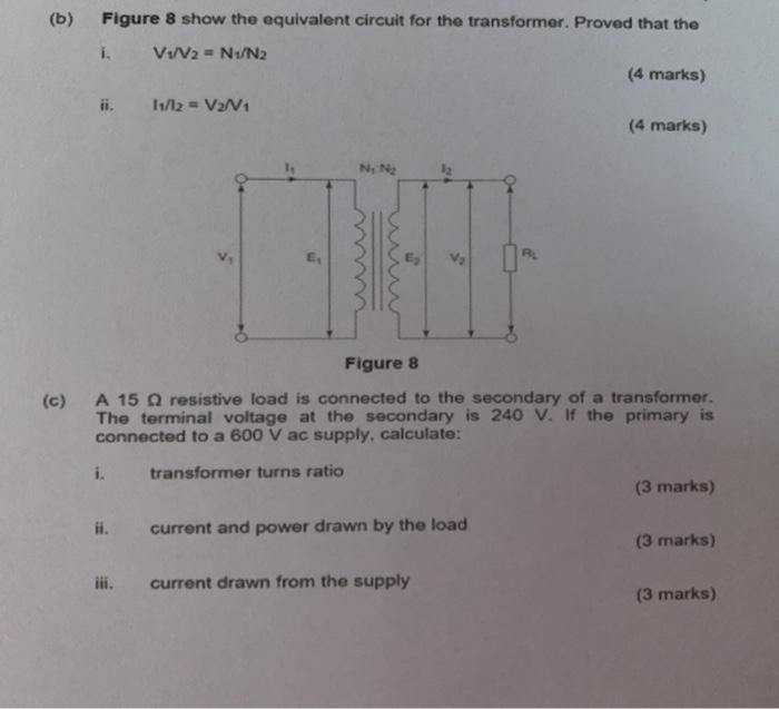 Solved (b) Figure 8 show the equivalent circuit for the | Chegg.com