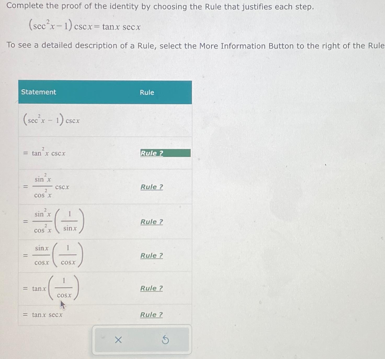 Solved Complete The Proof Of The Identity By Choosing The | Chegg.com