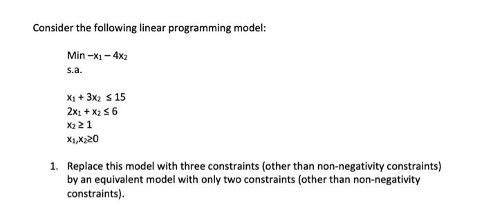 Solved Consider the following linear programming model: | Chegg.com