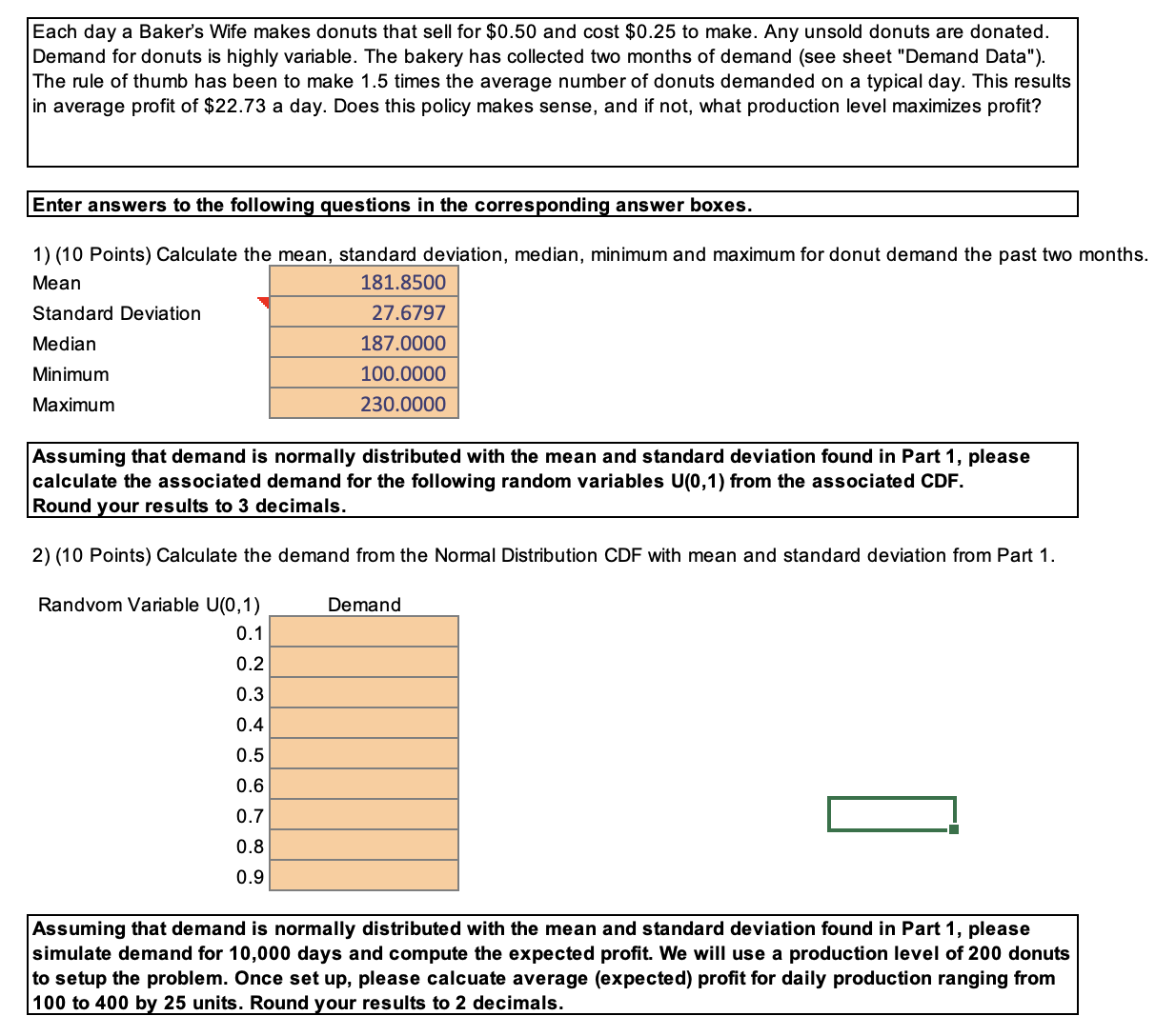 Solved "Assuming that demand is normally distributed with | Chegg.com