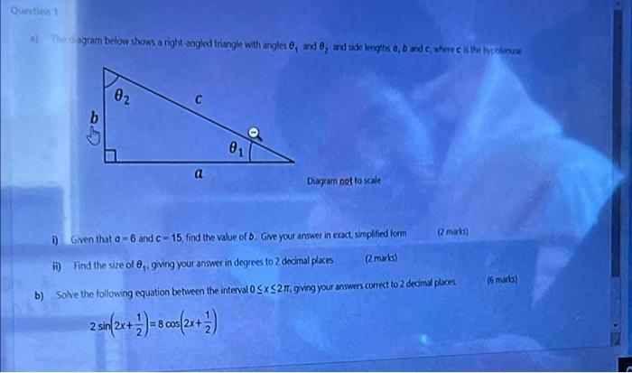 Solved The Diagram Below Shows A Right-angled Triangle With | Chegg.com