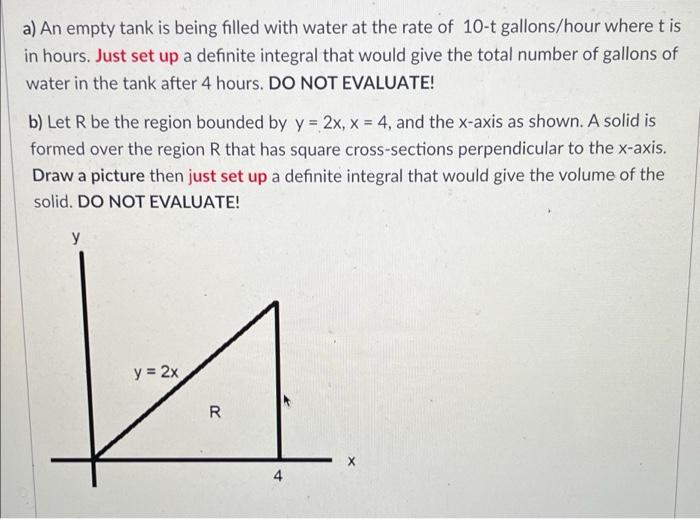 Solved a) An empty tank is being filled with water at the | Chegg.com