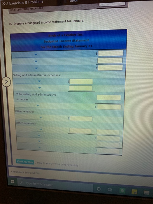 Solved 22-2 Exercises & Problems Budgeted Income Statement | Chegg.com