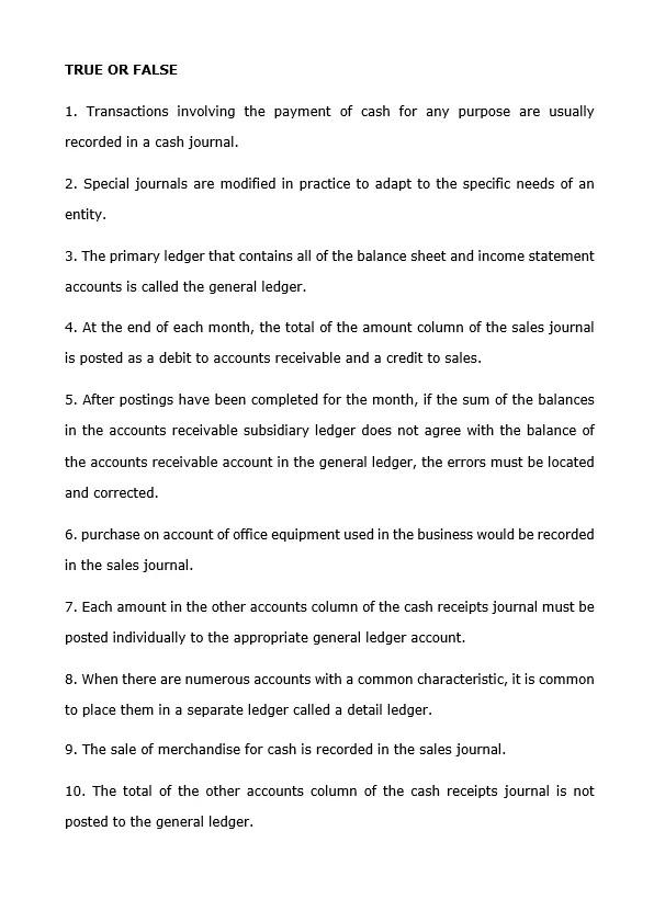 Solved TRUE OR FALSE 1. Transactions involving the payment | Chegg.com