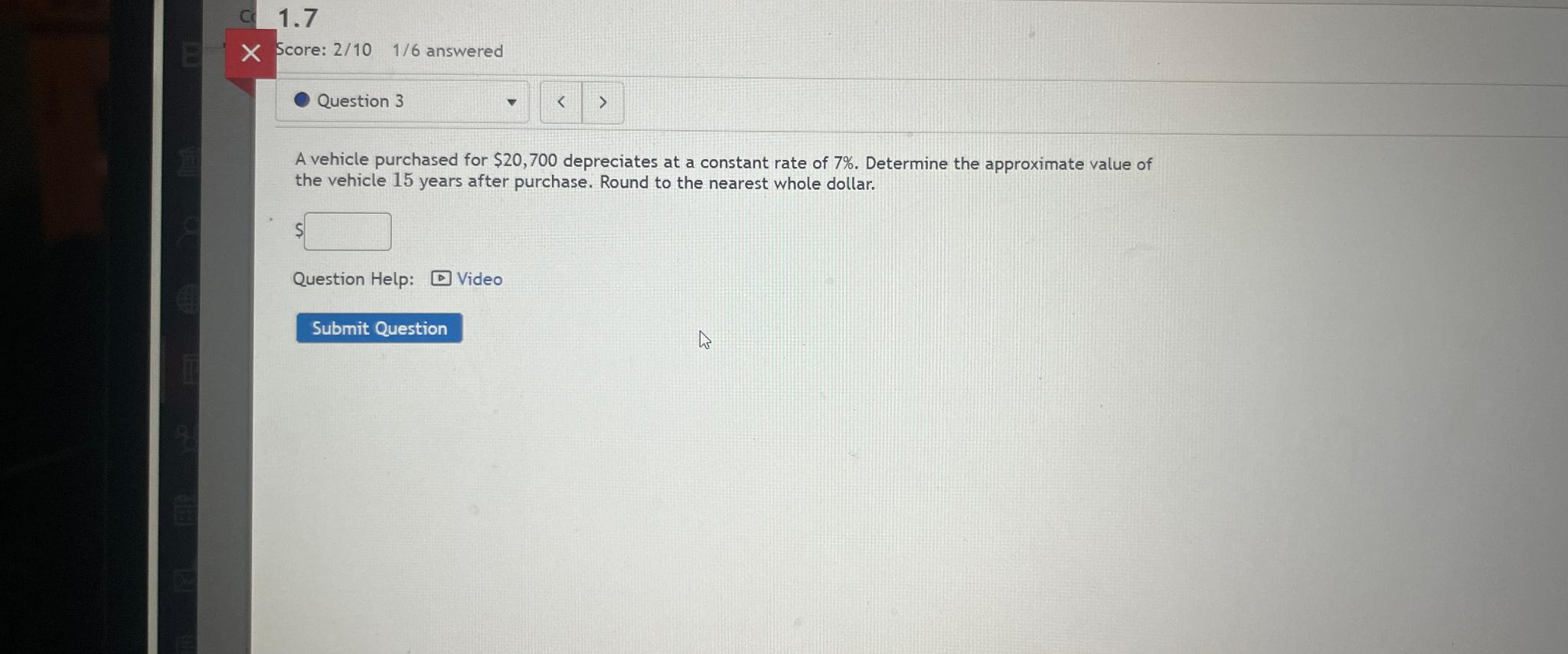 Solved 1.7Score: 210,16 ﻿answeredA vehicle purchased for | Chegg.com