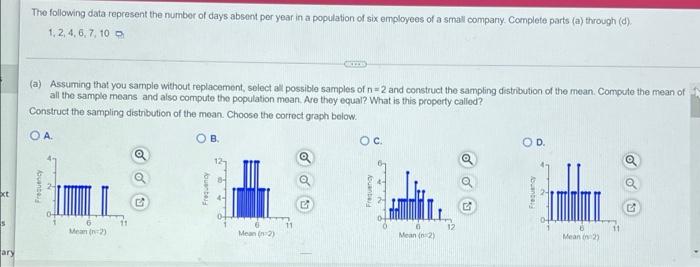 Solved The following data represent the number of days | Chegg.com