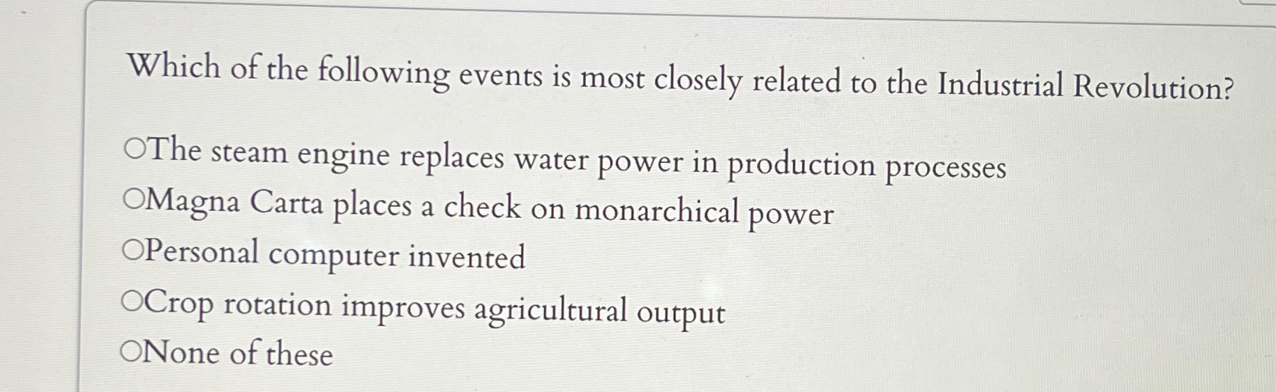Solved Which of the following events is most closely related | Chegg.com