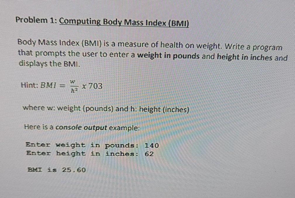 Body mass deals index example