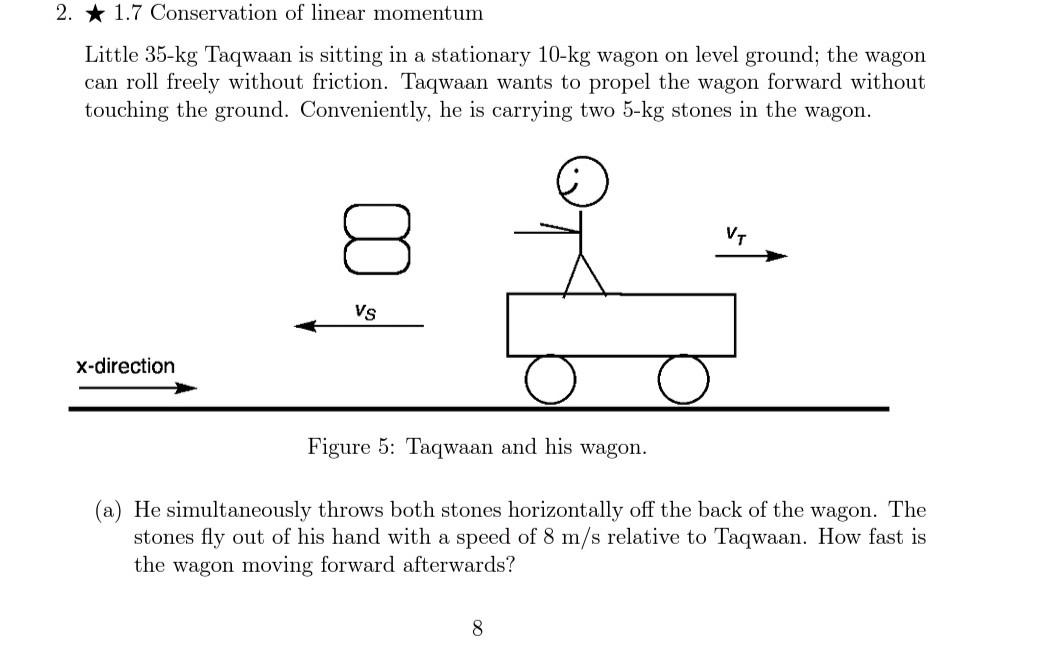 Solved 2. 1.7 Conservation of linear momentum Little 35 kg Chegg