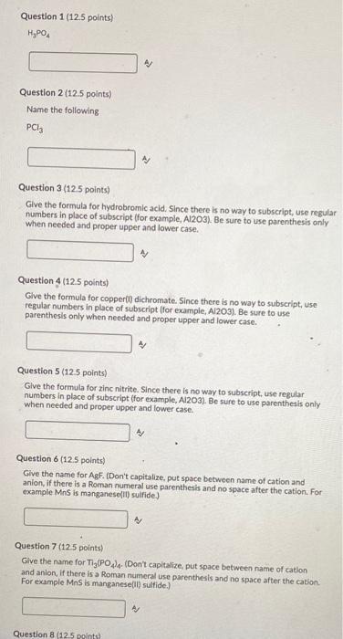 Solved PLEASE HELP ANSWER ALL 8 QUESTIONS!! ONLY HELP IF YOU | Chegg.com