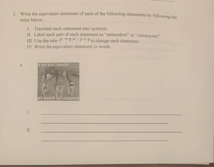 Solved 2. Write the equivalent statement of each of the | Chegg.com