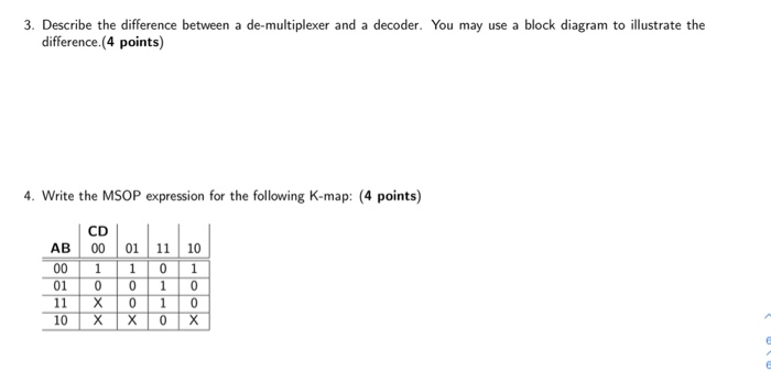 Solved 3. Describe the difference between a de multiplexer | Chegg.com