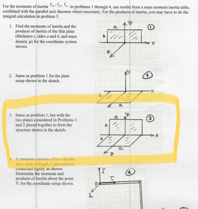 Solved For the moments of inertial ' in problems 1 through | Chegg.com