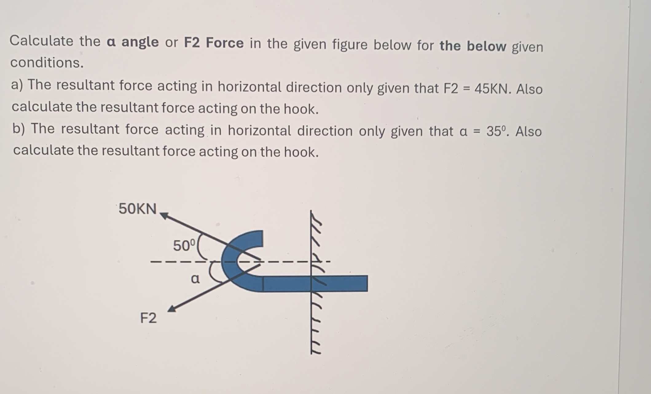 Solved Calculate the a angle or F2 ﻿Force in the given | Chegg.com