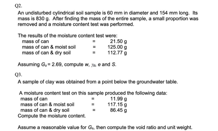 Solved Question 54 4 pts A cylindrical soil sample of 7.5 cm