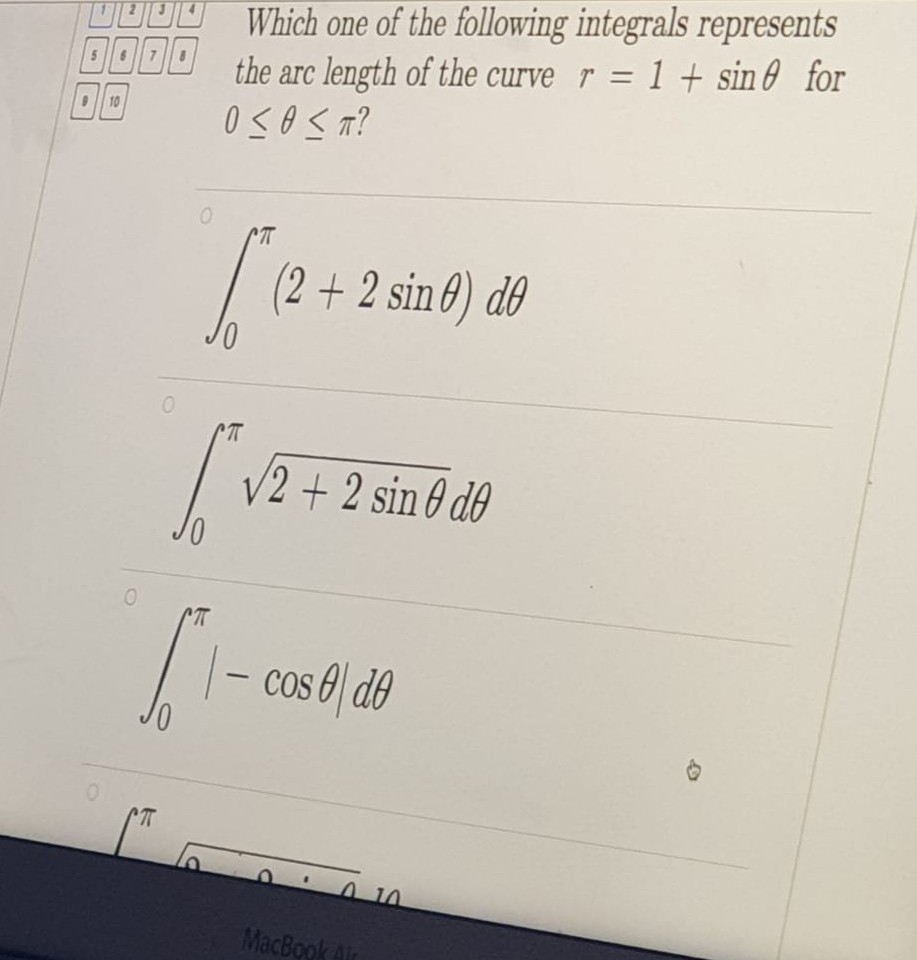 Solved 3000 Which one of the following integrals represents | Chegg.com