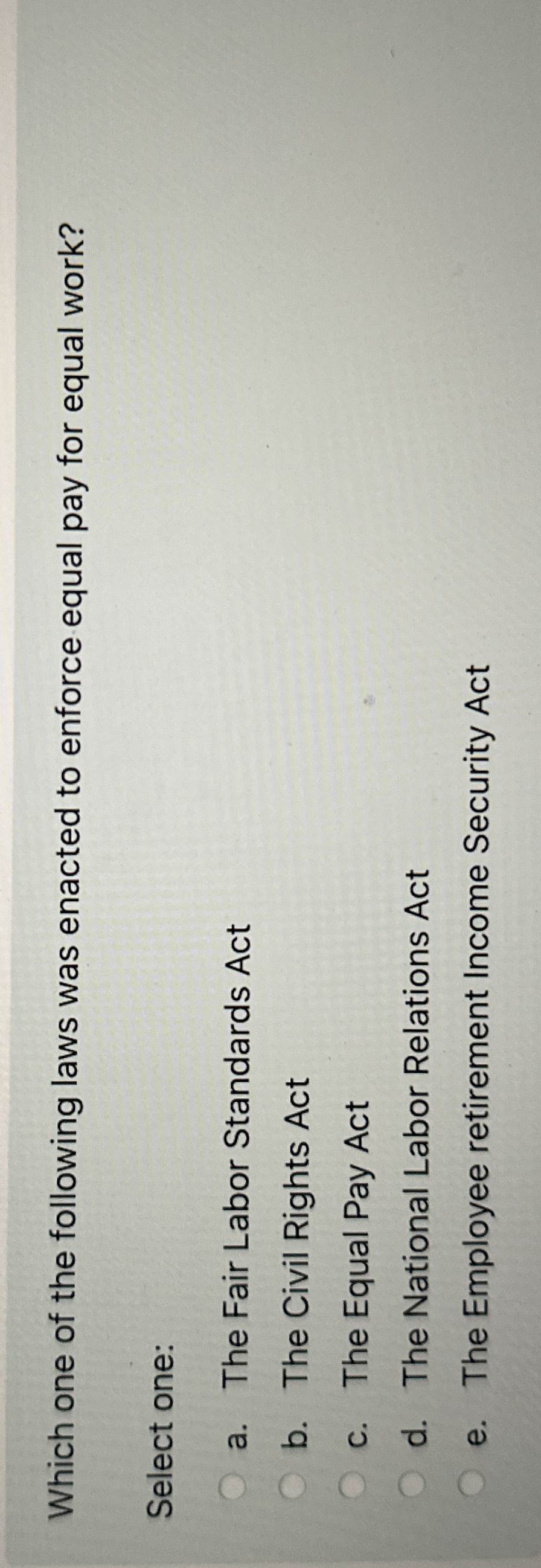 Solved Which one of the following laws was enacted to