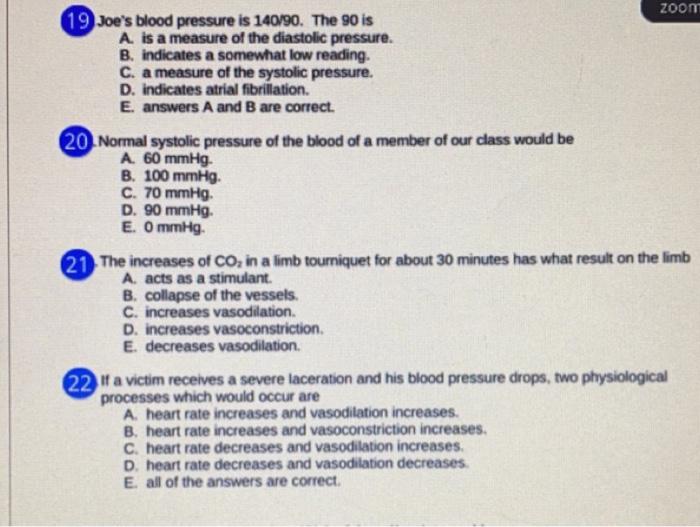 Solved Zoom 19 Joe S Blood Pressure Is 140 90 The 90 Is A Chegg Com