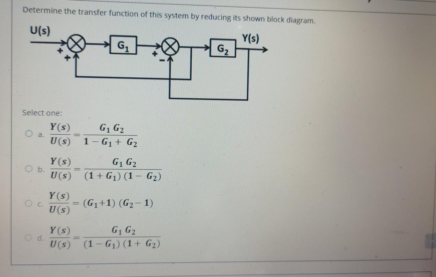 Solved Determine the transfer function of this system by | Chegg.com