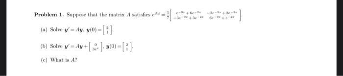 Solved Problem 1. Suppose that the matrix A satisfies en - 1 | Chegg.com