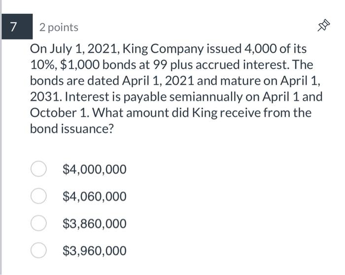 Solved On July 1, 2021, King Company issued 4,000 of its